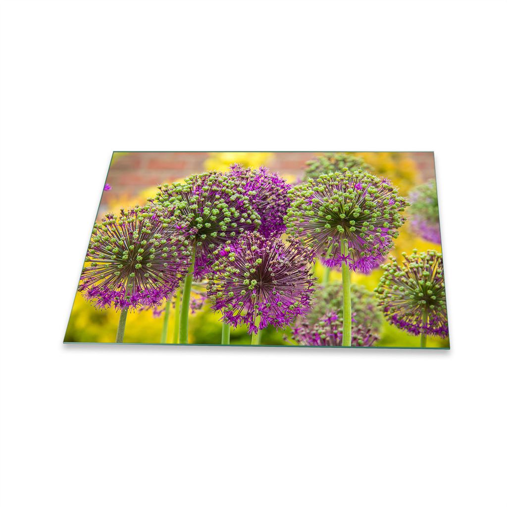 Herdabdeckplatte Glaskeramik 1 Teilig 80x52 Blumen Violett Abdeckung Glas Spritzschutz