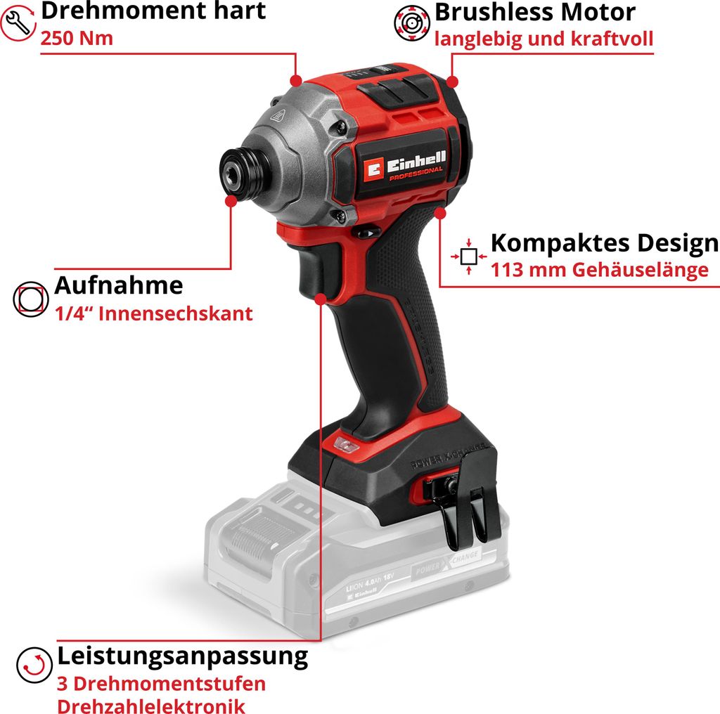 Einhell Akku-Schlagschrauber TP-CI 18/250-C Li BL– Solo Produktbild 