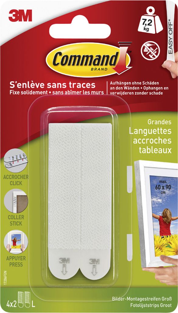 3m Command Bilder-Montagestreifen Strips, Größe: L, weiß Produktbild 1