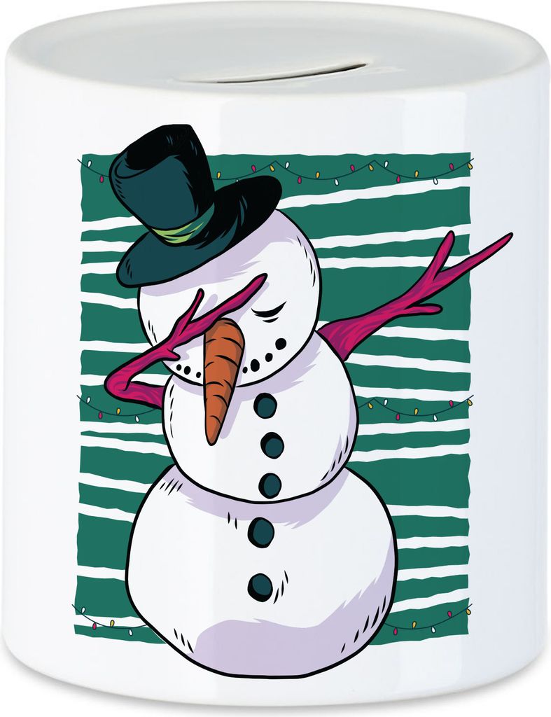 Schneemann Spardose Winter Weihnachten Schnee Frohes Fest Merry Christmas Schneelandschaft Weihnachtsparty