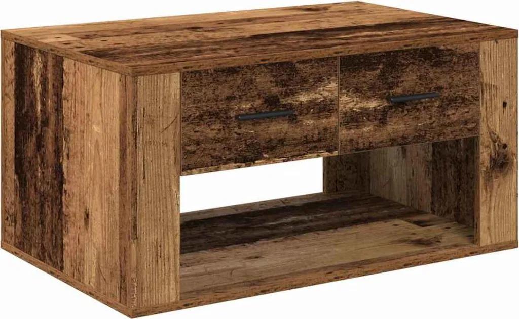 SYFAX™ Coffee Table Legno Vecchio 80x50 con Cassetto Massiccio