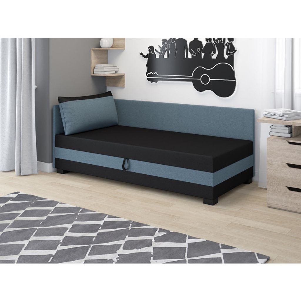 Einzelbett mit Polsterung 90x195 MIRRY PLUS 2 - schwarz / blaugrau