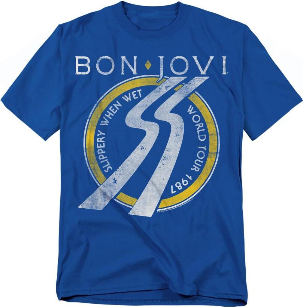 Bon Jovi - "Slippery When Wet" T-Shirt für Herren/Damen Uni TV20674 (M) (Königsblau)
