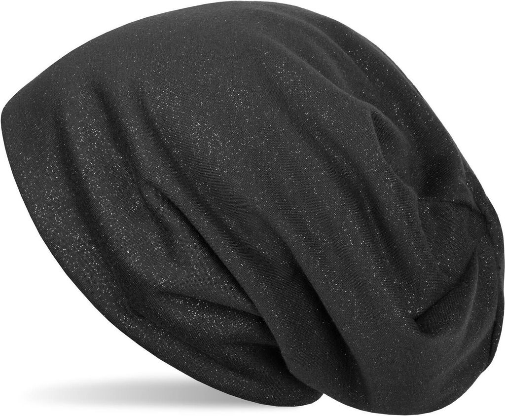 styleBREAKER Damen Beanie Mütze mit All Over Glitzer in Unifarben, Glitzermütze, Leichte Stoffmütze Einfarbig 04024117