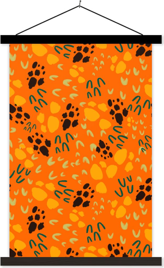 MuchoWow Textilposter Orange - Sporen - Muster 120x180 cm mit schwarzem Rahmen - Fotos