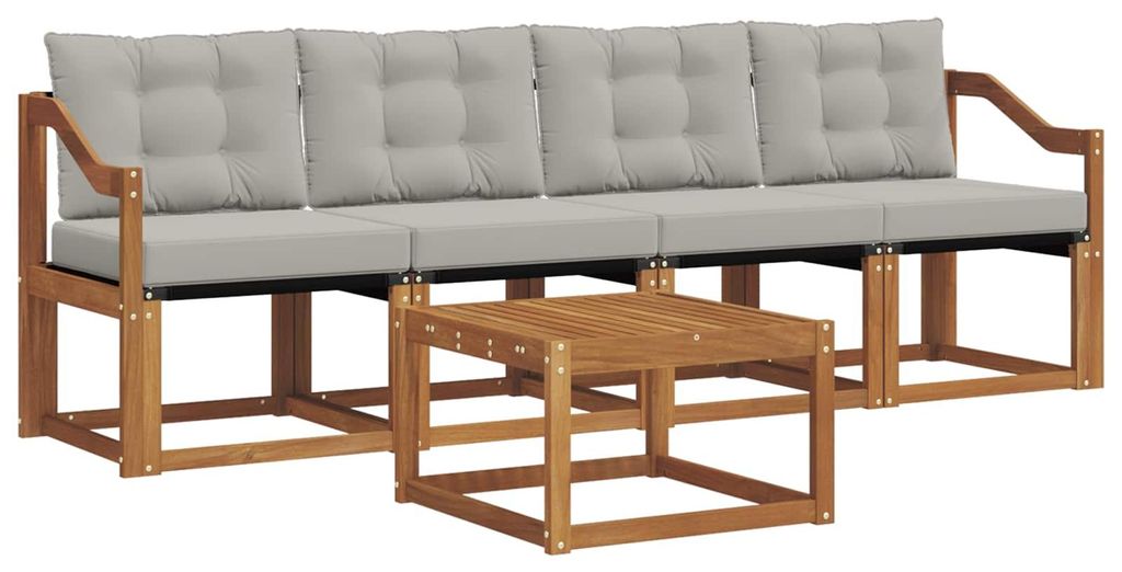 vidaXL Outdoor-Sofagarnitur mit Kissen 5 pcs Natürlich und Hellgrau