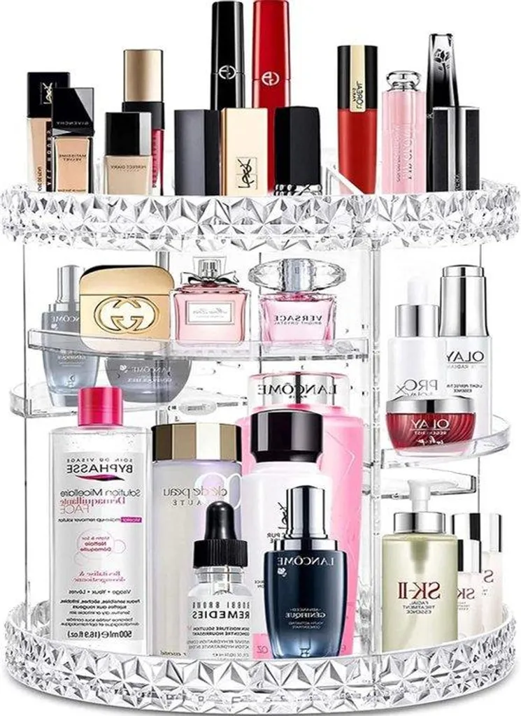 Organiseur maquillage rotatif 360 : fini le désordre dans la salle de bain