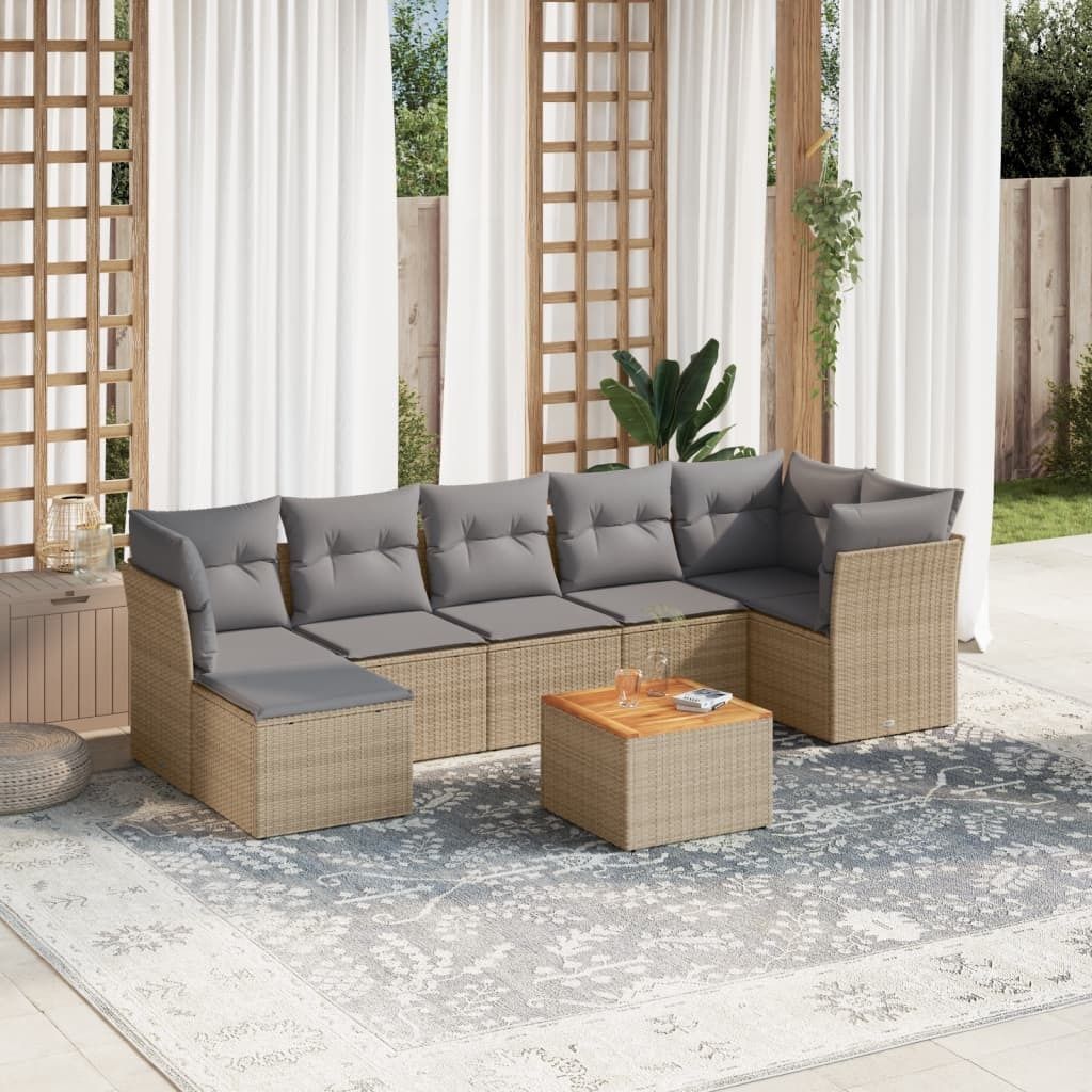 Maison Exclusive - 8-tlg. Garten-Sofagarnitur mit Kissen Beige Poly Rattan