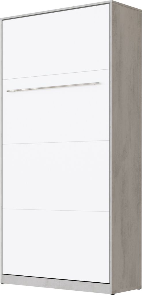 SMARTBett Schrankbett Standard Beton/Weiss 90 Vertikal