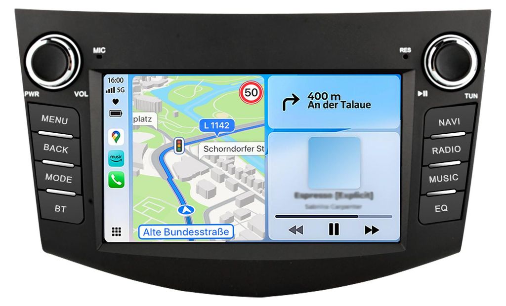 Radio 7 Zoll 2+64GB Android Autoradio für Toyota RAV4 2006-2012 Wireless CarPlay Android Auto WiFi GPS Navi RDS DSP DAB+ Bluetooth