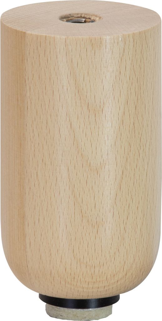 WAGNER Möbelbein BUCHE Holz rund - Ø 60 x 100 mm, natur, QuickClick Filzgleiter Ø 30 mm, Innengewinde Ø 10 mm - 12761101