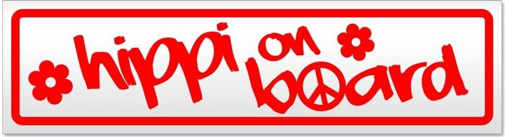 Kiwistar - Autoaufkleber - Rot - 20 x 5,3 cm - Hippi on Board - Hinweis Aufkleber Sticker für Auto, Kfz, Fahrrad, PKW, LKW