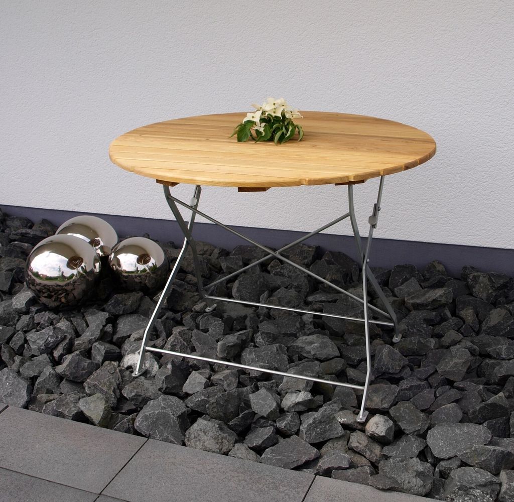 Klapptisch Holztisch Gartentisch Tisch,rund, Gestell verzinkt 100cm