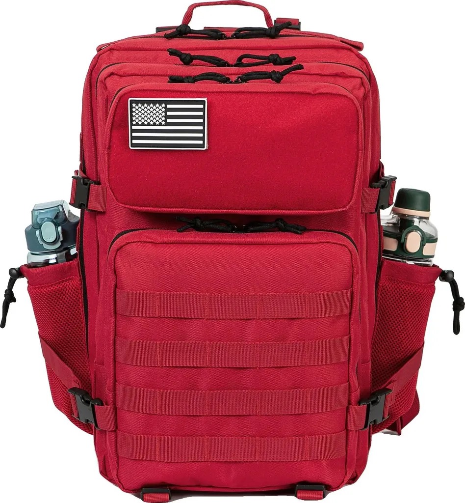Sac à dos tactique pour randonnée et camping rouge avec grand espace