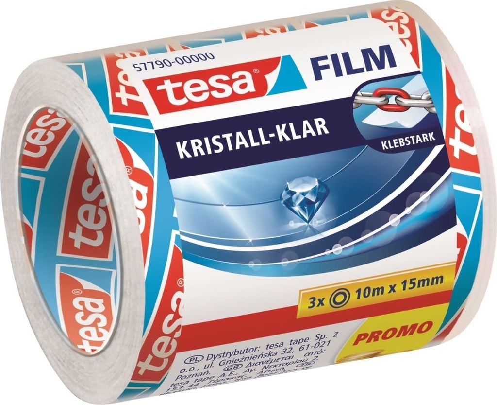 Tesa Transparentes Klebeband Set, 15mm x 10m, 3 Rollen