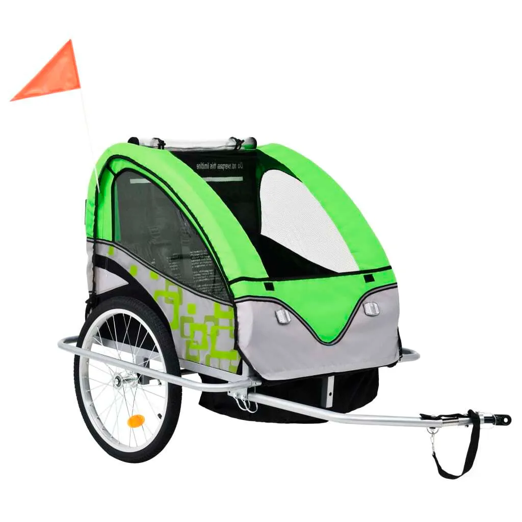 Remorque vélo et poussette 2-en-1 Vert et Gris - Modèle 8710501 2025