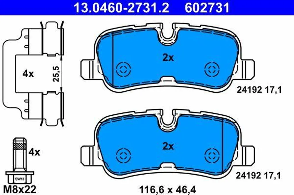 Plaquettes de frein ATE 13.0460-2731.2 pour Discovery et Range Rover