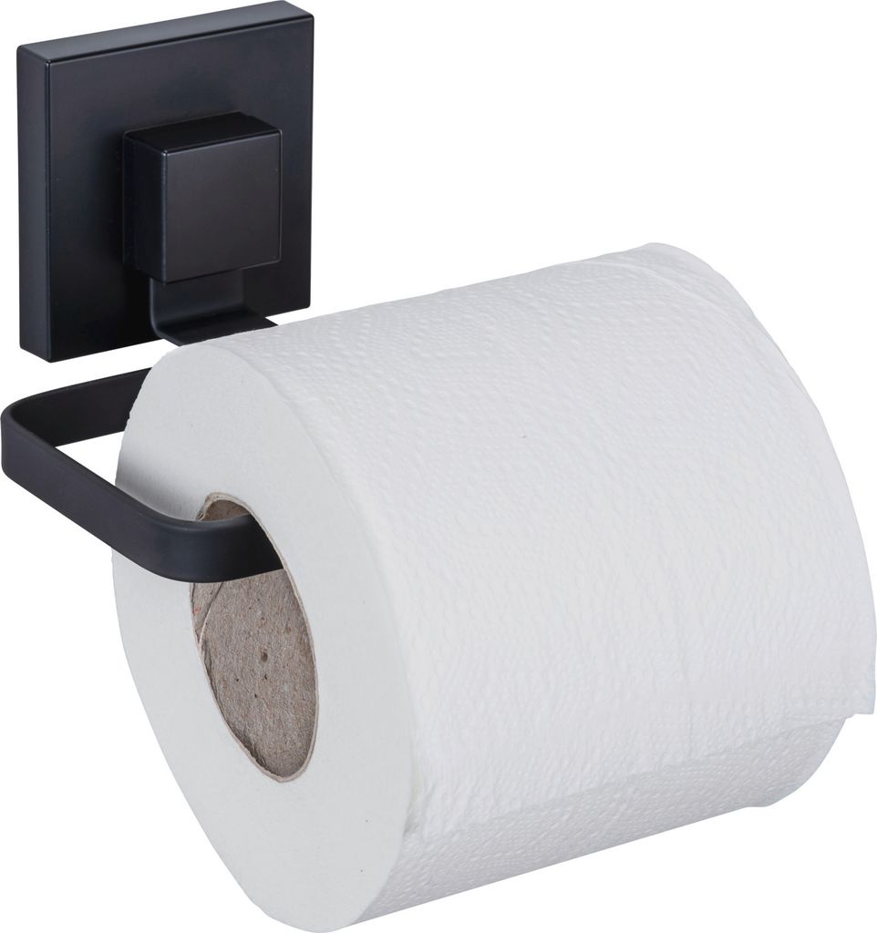 WENKO Vacuum-Loc Toilettenpapierhalter Mod. Quadro Schwarz, Befestigen ohne Bohren