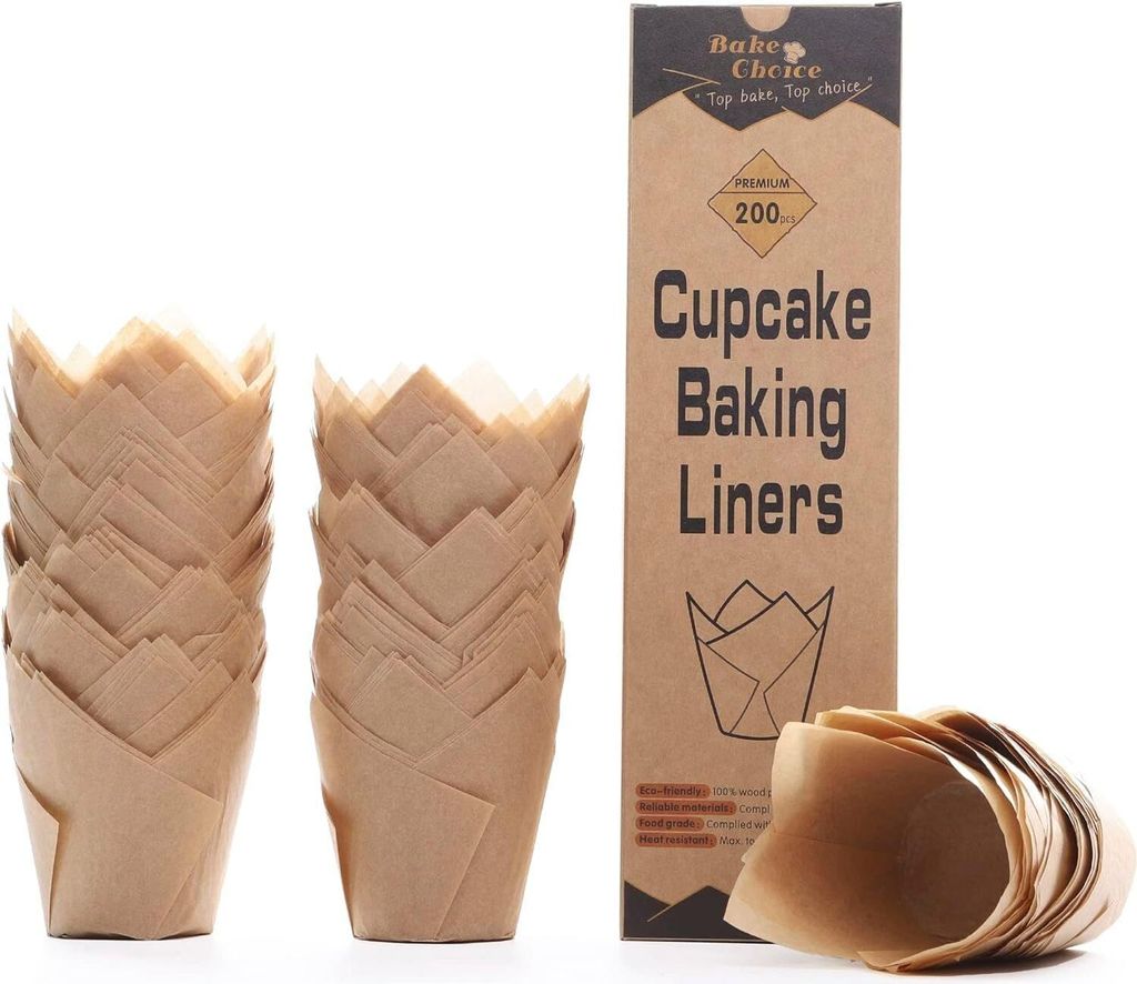 200pcs natürliche Tulpe Cupcake Liners für Backen Tassen Produktbild 