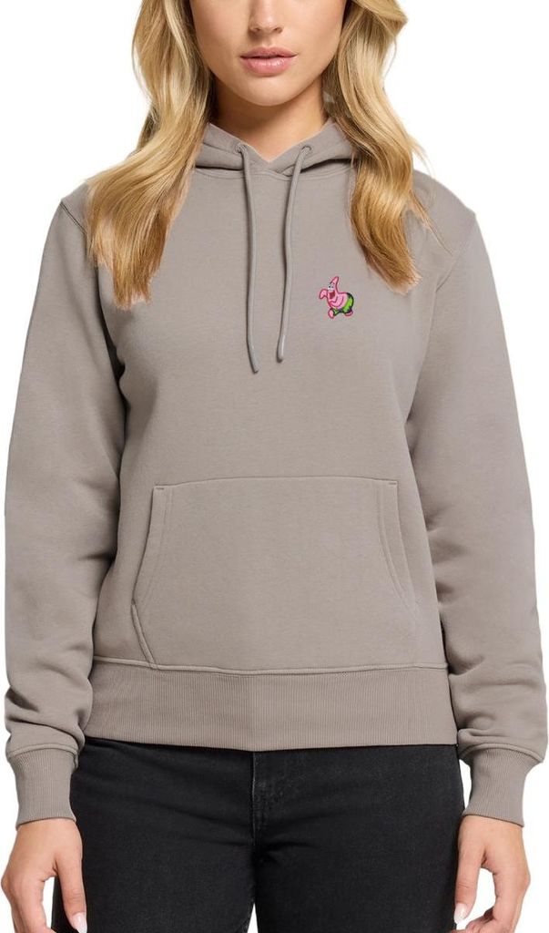 Spreadshirt SpongeBob Schwammkopf Patrick Star Stick-Motiv Damen Premium Hoodie, XXL, Taupe