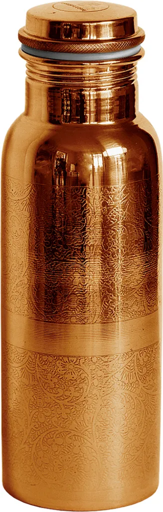 Bottiglia in Rame Incisa FORREST & LOVE 600ml - Puro Rame Ayurvedico