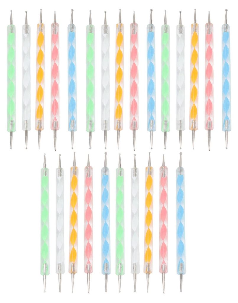 25 Stück Nail Art Punktierstifte, Acryl-Schraubstab, Rundkopf, doppelseitig, Punktierstift, Prägestift, Nail Art Werkzeug
