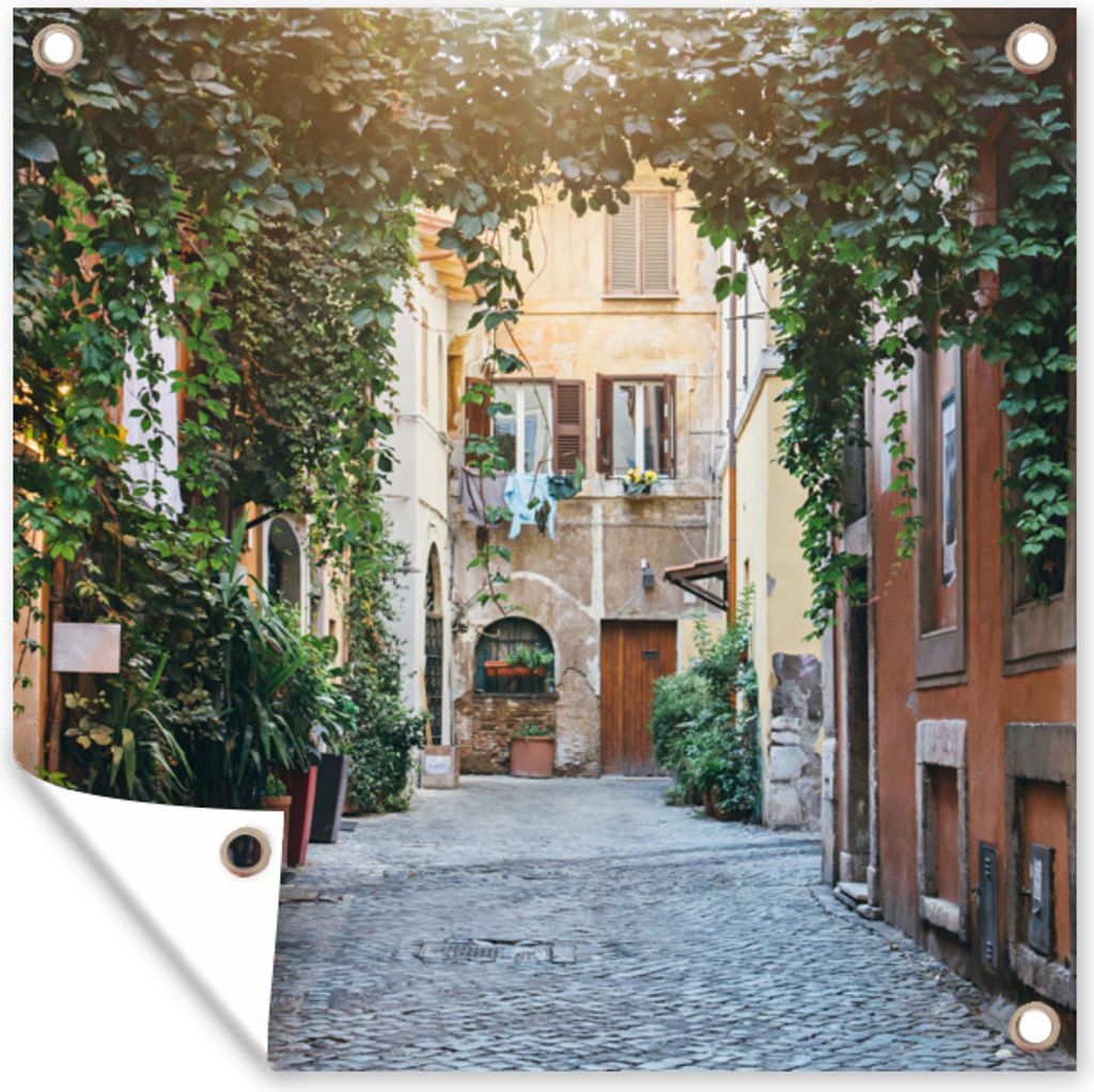 MuchoWow 100x100 cm Outdoor-Poster Gartendeko Sichtschutz Garten Poster für den Garten Italien - Straße - Schleicher