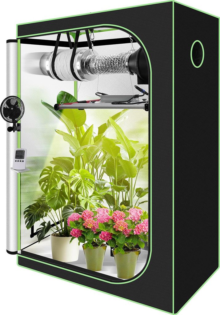 Izrielar Growbox Komplettset,Indoor Gewächshaus mit 240W LED Vollspektrum Dimmbar, Carbon-Filter, Ventilator, Anzuchtzelt, Zuchtzelt,120x60x180