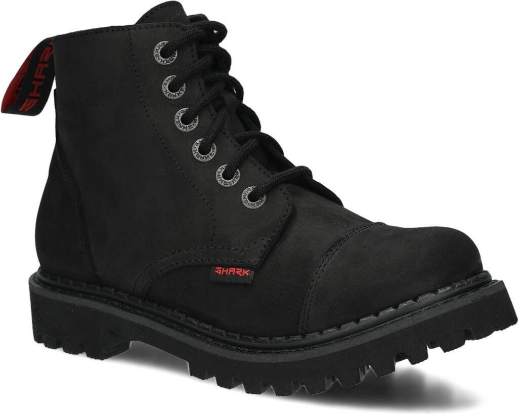 NAGABA Stiefel Damen Herren Springerstiefel 6-Loch - Leder - Schwarz - 39