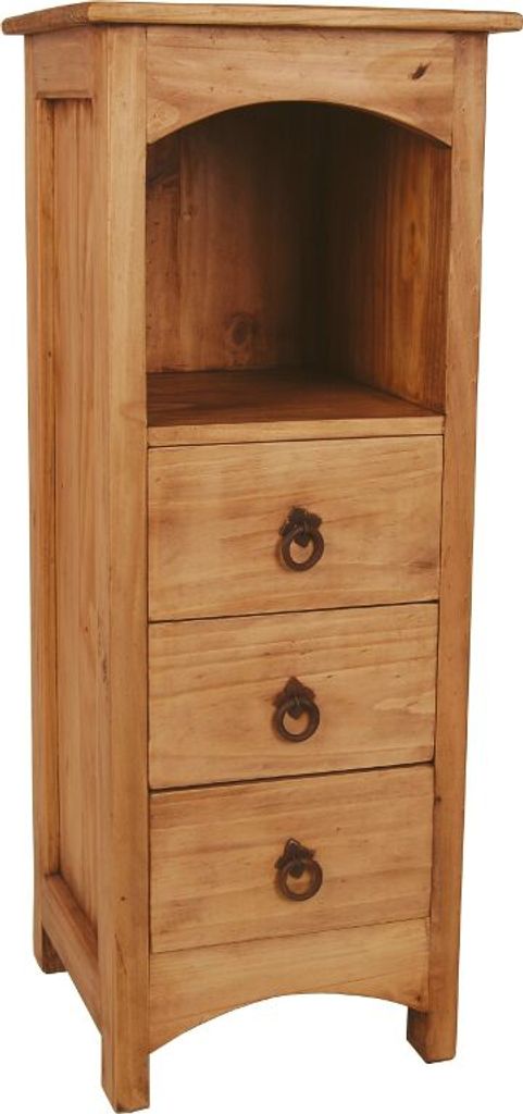 Badeschrank Mexico Landhausstil Massivholz Pinie gewachst Honig mit offenem Fach 90x35x35 cm