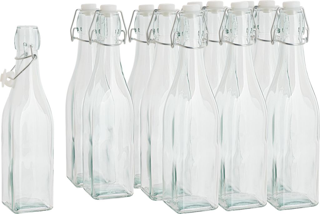 VBS XXL Glasflaschen mit Bügelverschluß Eckig 500ml 12 Produktbild 