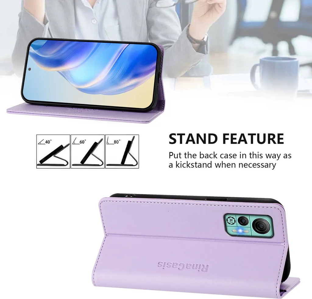 Wallet Case Viola Ulefone Note 14 - Custodia Flip Chic per Smartphone - 3