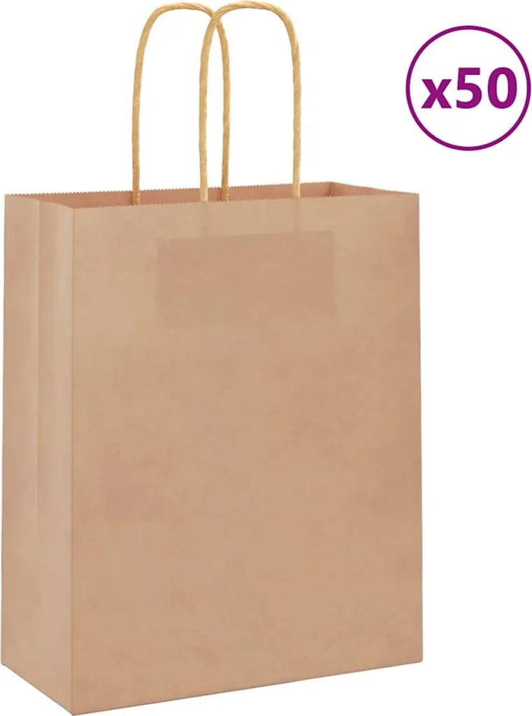 2025 sacchetti di carta cloris 50 pezzi con manici marrone 18x8x22 cm - sacchetti regalo Vendita5222934 1pacco