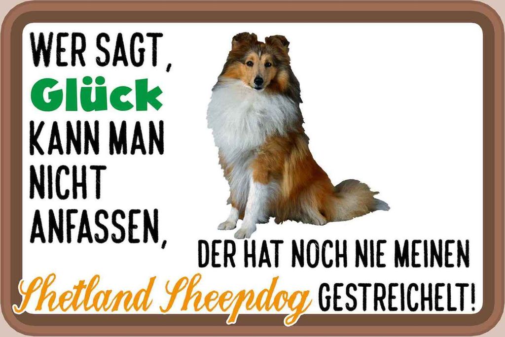 vianmo Holzschild 12x18 cm Glück Shetland Sheepdog Hund Tier Haustier