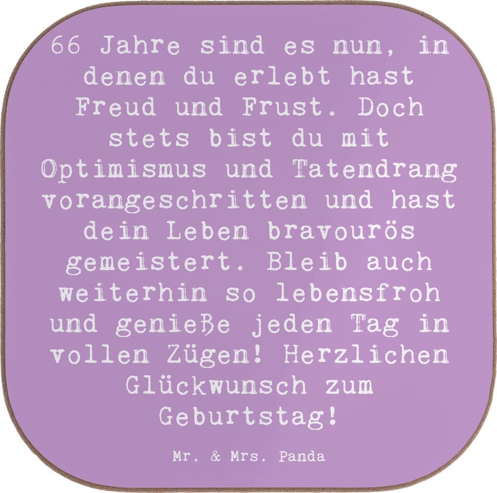 Mr. & Mrs. Panda Untersetzer für Gläser Spruch 66. Geburtstag - Lavendeltraum - Geschenk, Alter, Coaster, Tischschoner, Flaschenuntersetzer, Happ...