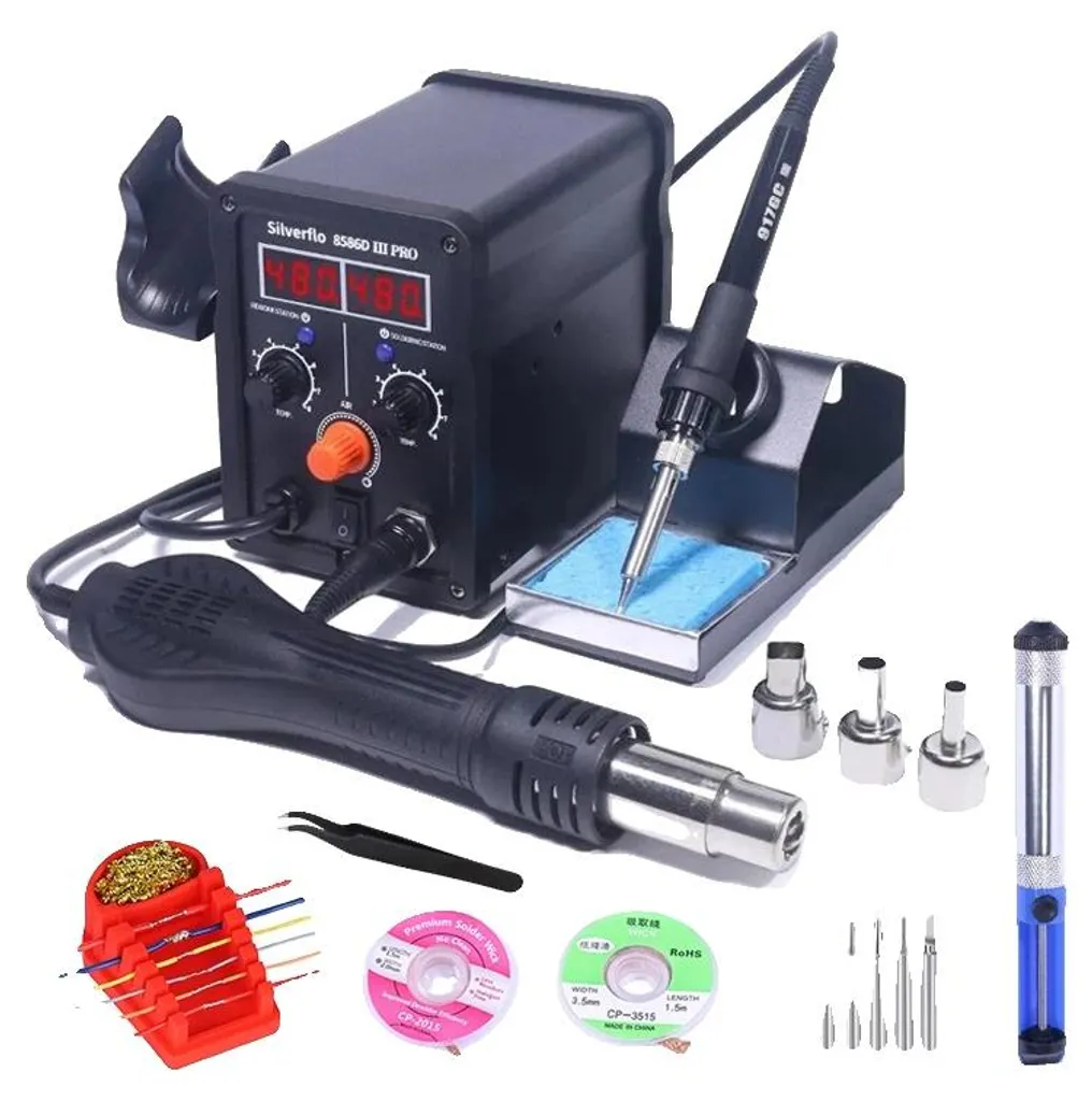 Fer à souder électrique réglable 220V avec station et 5 embouts acier