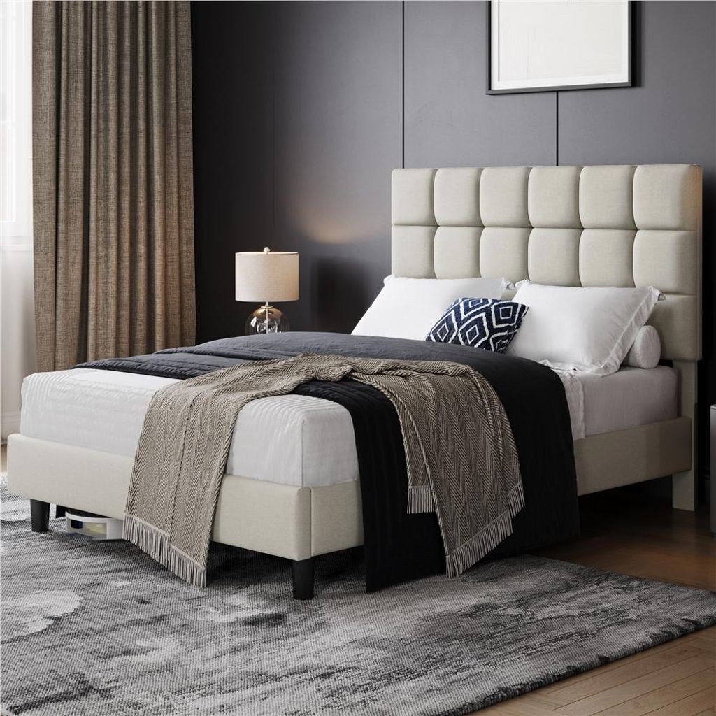 Yaheetech Polsterbett Doppelbett 140x200cm, Bettgestell mit Produktbild 