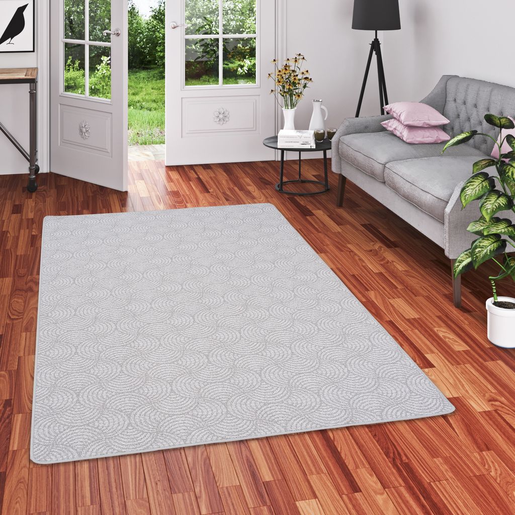 Feinschlinge Designer Teppich Circle Grau, Größe:100x300 cm