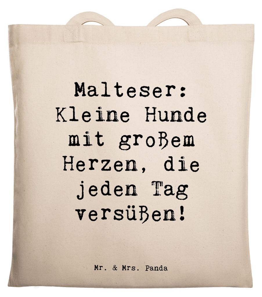 Mr. & Mrs. Panda Tote Bag Spruch Malteser Herz - Transparent - Geschenk, Laptoptasche, Hundeliebhaber, Einkaufstasche, Hunderassen Pflege, Tasche, ...