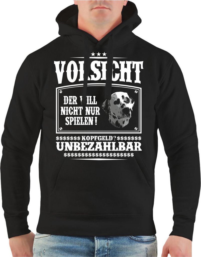 Herren Kapuzenpullover Dalmatiner VORSICHT der will nicht nur spielen