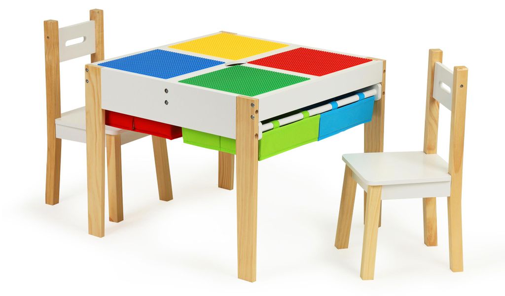 Detský drevený stôl s 2 stoličkami ECOTOYS – otočný blat, 4 Obrázok produktu 