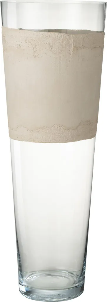 Vase de Salon J-Line Delph Verre Transparent Beige pour Décoration XL