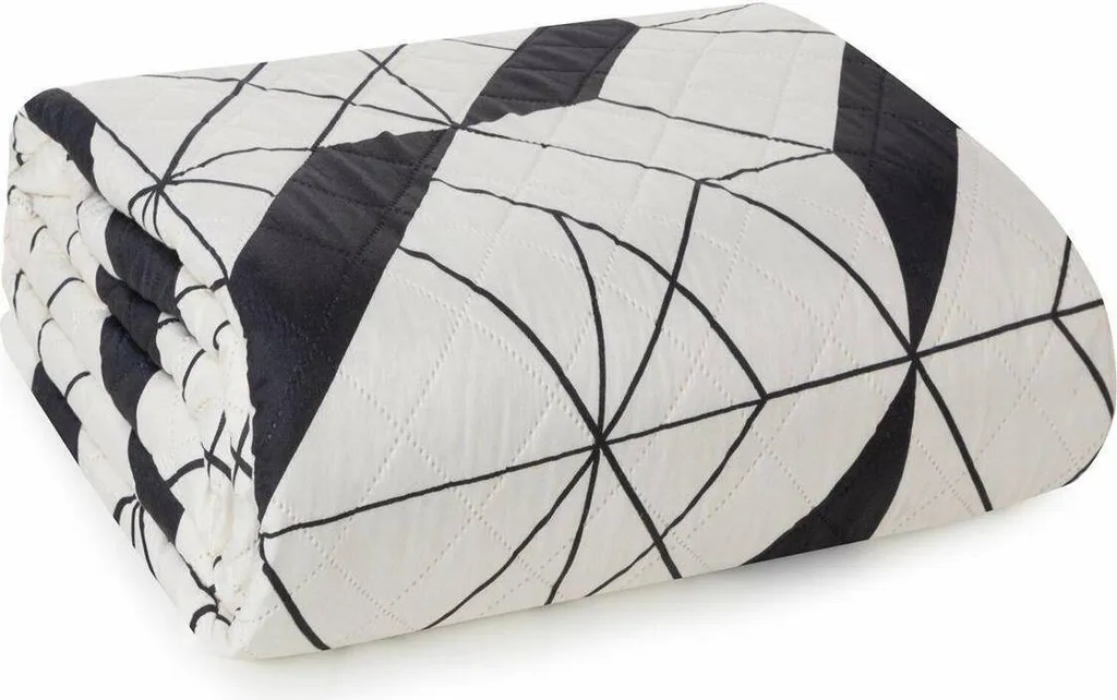 Eurofirany Couvre-lit 220x240 Geo 1 Crème Noir Géométrique D91 A Chic