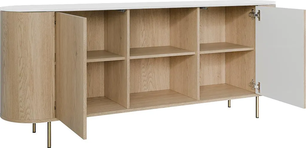 Buffet 184 cm Sansa : la solution rangement design Bois et Marbre - 3