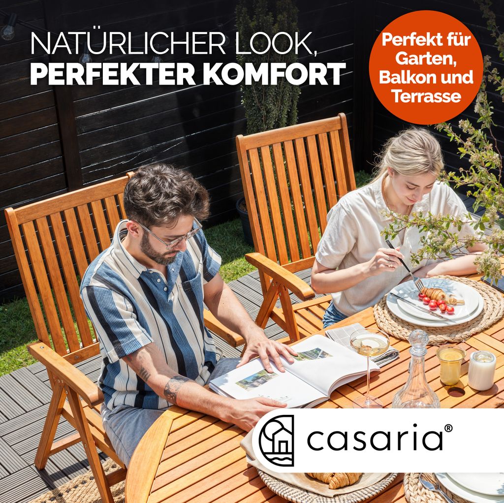 Casa.pro Gartenmöbelset Botrugno 5-tlg. - 4 Stühle + Tisch Campingset