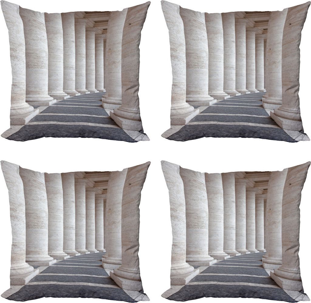 ABAKUHAUS Säule Kissenbezug Set (4 Stück), Roman Steinspalten, Moderner Doppelseitiger Digitaldruck, 50 cm x 50 cm, Staub und Grau