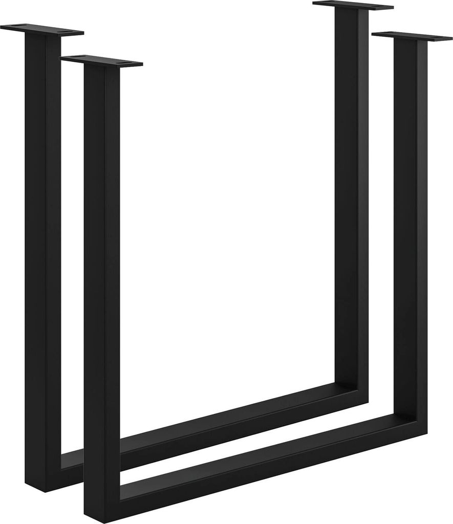 Tischkufe Etsi U-Form 700 mm Stahl schwarz pulverbeschichtet strukturiert - RAL 9005 - mit Verstellgleiter - 2er-Set