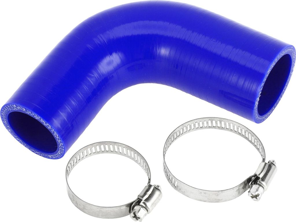 1 Satz 32mm/1.26"-38mm/1.5" ID 90mm/3.54" Länge 90 Grad Blau Autosilikonschlauch mit Schellen Kühlmittelschlauch Universal