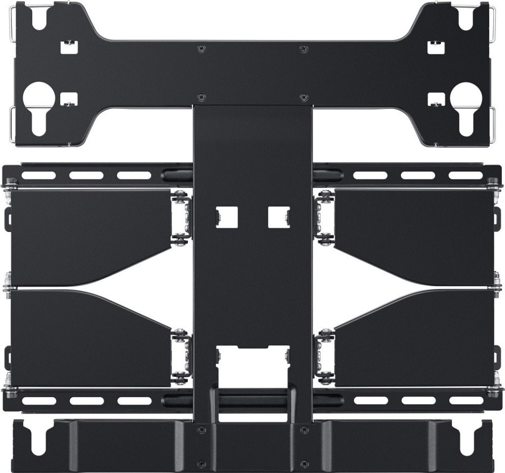 A black metal TV wall mount is shown against a white background.