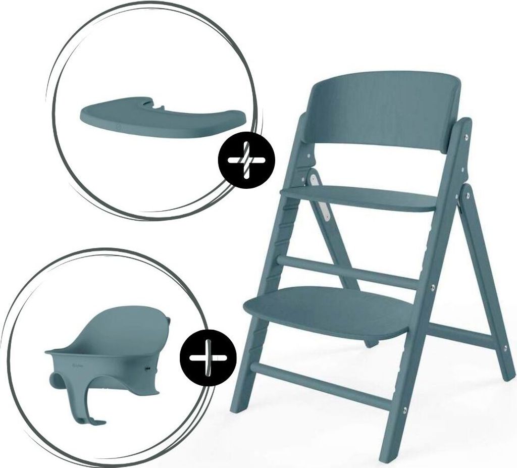 COLUMBUS Hochstuhl CLICK&FOLD 3in1 Stone Blue, mid blue